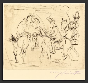 Lovis Corinth, Sunday Riders (Sonntagsreiter), German, 1858 - 1925, 1920, drypoint in black on laid