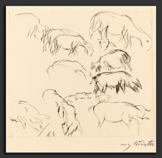 Lovis Corinth, Animal Studies (Verschiedene Tierstudien), German, 1858 - 1925, 1917, drypoint in