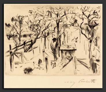 Lovis Corinth, Fruit Garden in Autumn (Obstgarten im Herbst), German, 1858 - 1925, 1912, drypoint