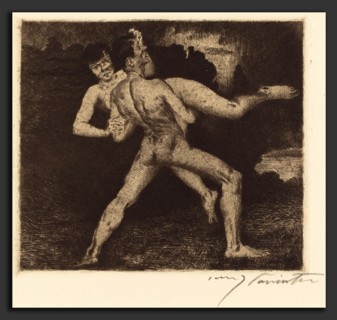 Lovis Corinth (German, 1858 - 1925), EntfÃ¼hrung (Abduction), 1894, etching in black on cream laid