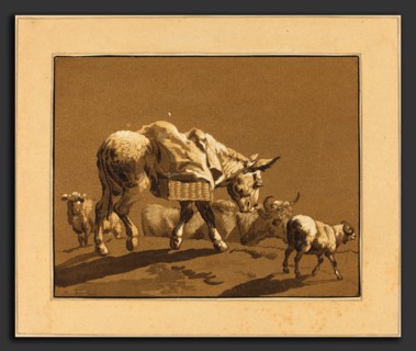 Johann Gottlieb Prestel after Joseph Wagner (German, 1739 - 1808), Donkey, published 1782, 4-color