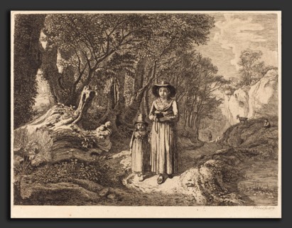 Johann Christoph Erhard (German, 1795 - 1822), Woman and Child Walking to Church, 1819, etching on