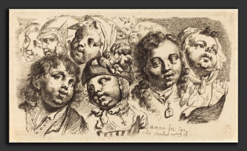 Johann Eleazar Schenau (German, 1737 - 1806), Nine Children's Heads, 1765, etching on laid paper