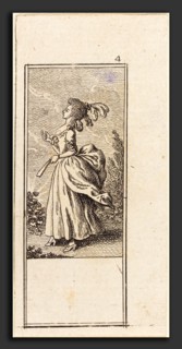 Daniel Nikolaus Chodowiecki (German, 1726 - 1801), Girl with Fan, Facing Left, 1784, etching