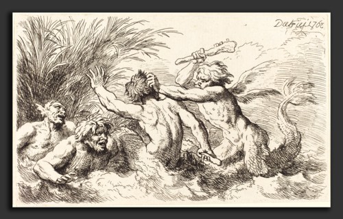Christian Wilhelm Ernst Dietrich (German, 1712 - 1774), Battling Tritons, 1763, etching and