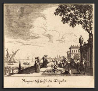 Melchior KÃ¼sel after Johann Wilhelm Baur (German, 1626 - 1683), View of Gulf of Naples, 1681,