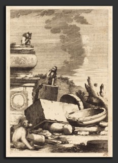 Bernhard Zaech after Jonas Umbach (German, active c. 1650), Ruins with Monkeys and an Owl, c. 1650,