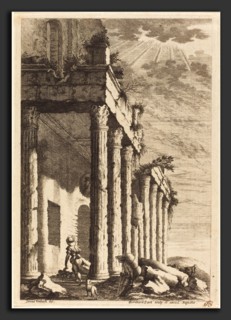 Bernhard Zaech after Jonas Umbach (German, active c. 1650), Travelers beside a Ruined Portico, c.