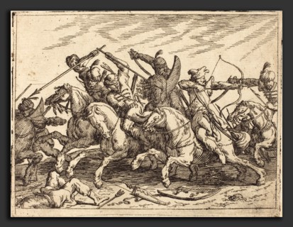 Johann Wilhelm Baur (German, 1607 - 1641), Capricci di varie battaglie, 1635, etching on laid paper