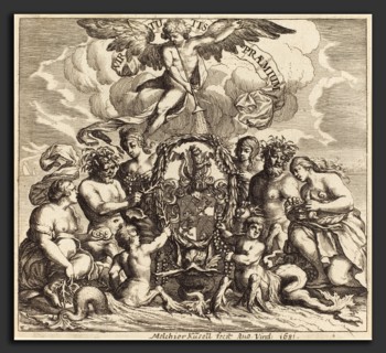 Melchior KÃ¼sel after Johann Wilhelm Baur (German, 1626 - 1683), Dedication Page, 1681, etching