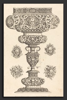 Georg Wechter I (German, c. 1526 - 1586), Goblet, rim decorated with masque and bouquet of fruit,
