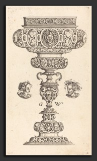 Georg Wechter I (German, c. 1526 - 1586), Chalice with Head of a Warrior, published 1579, engraving