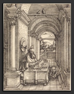 Hans Springinklee (German, active 1512-1522), Saint Jerome Writing, 1522, woodcut