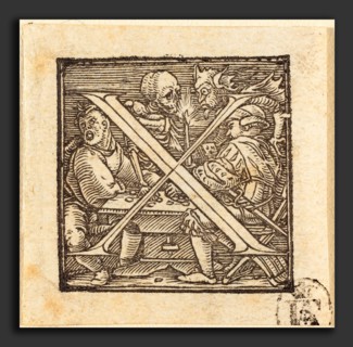 Hans Holbein the Younger (German, 1497-1498 - 1543), Letter X, woodcut