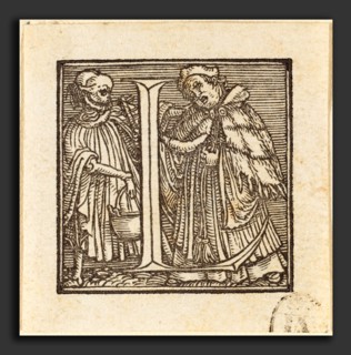 Hans Holbein the Younger (German, 1497-1498 - 1543), Letter L, woodcut