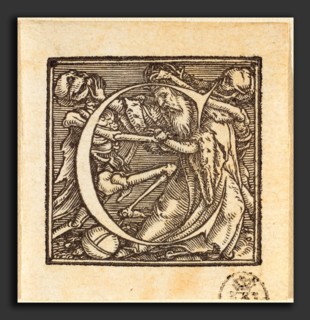 Hans Holbein the Younger (German, 1497-1498 - 1543), Letter C, woodcut