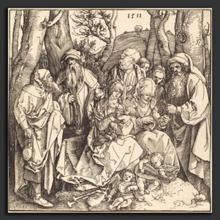 Albrecht DÃ¼rer (German, 1471 - 1528), The Holy Family with Two Music-Making Angels, 1511, woodcut