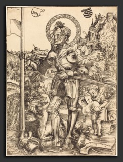 Lucas Cranach the Elder (German, 1472 - 1553), Saint George Standing, with Two Angels, 1506,