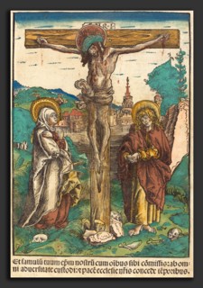 Lucas Cranach the Elder (German, 1472 - 1553), Christ on the Cross Between the Virgin and Saint