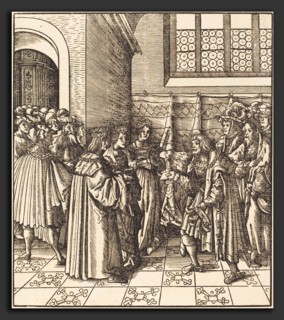 Leonhard Beck (German, c. 1480 - 1542), A Legation before a King, near Him Two Women Standing,