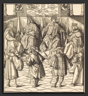 Leonhard Beck (German, c. 1480 - 1542), Assembly of Four Kings, in the foreground Four Men,
