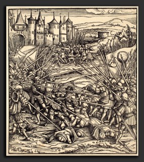 Hans Burgkmair I (German, 1473 - 1531), Battle of the Foot Soldiers with Lances, woodcut