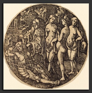Attributed to Hans Springinklee (German, active 1512-1522), Judgment of Paris, woodcut
