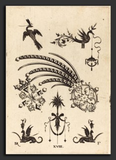 Daniel Mignot (German, active 1593-1596), Two Brooches with Bird and Winged Snake at Top and
