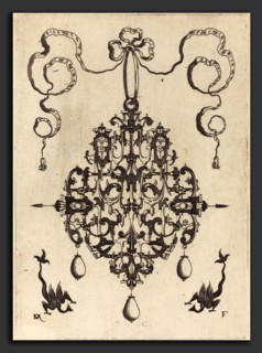 Daniel Mignot (German, active 1593-1596), Large Pendant, Two Fantasy Creatures with Long Tails at