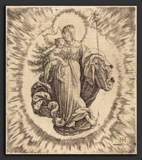 Master N.H. with the Dagger (German, active first half 16th century), Madonna on a Crescent,