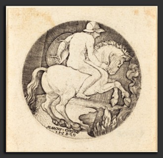 Master IB (German, active c. 1523-1530), Marcus Curtius, 1529, engraving