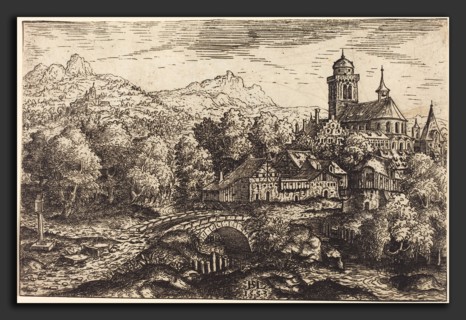 Hans Sebald Lautensack (German, 1524 - 1561-1566), Mountainous Landscape with a Village, 1553,