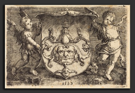 Ludwig Krug (German, c. 1488 - 1532), Shield with Mascaron, engraving