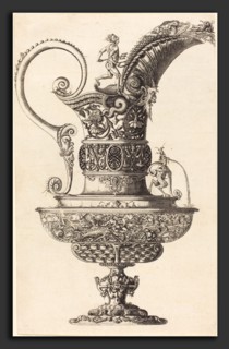 Wenzel Jamnitzer I (German, 1508 - 1585), Jar with Neptune, etching