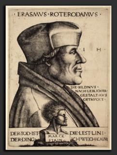 Hieronymus Hopfer (German, active c. 1520 - 1550 or after), Erasmus of Rotterdam, etching
