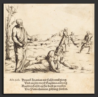 Augustin Hirschvogel (German, 1503 - 1553), The Punishment of Ananias and Sapphira, 1549, etching