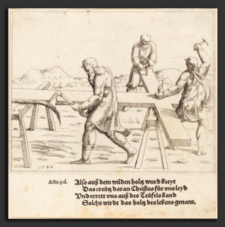 Augustin Hirschvogel (German, 1503 - 1553), The Preparation of the Cross, 1548, etching