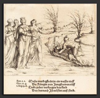 Augustin Hirschvogel (German, 1503 - 1553), Finding of Moses, 1548, etching