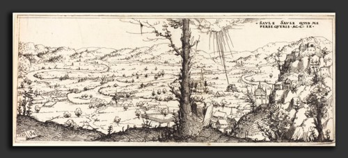 Augustin Hirschvogel (German, 1503 - 1553), Landscape with the Conversion of Saint Paul, 1545,