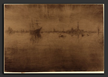 James McNeill Whistler (American, 1834 - 1903), Nocturne, 1879-1880, etching and drypoint in dark