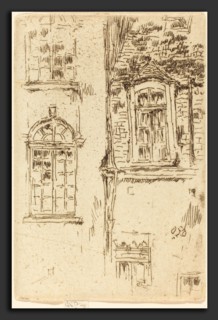 James McNeill Whistler (American, 1834 - 1903), Windows Opposite Hotel, Bourges, 1888, etching