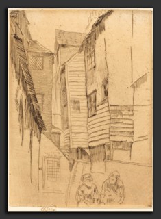James McNeill Whistler (American, 1834 - 1903), Little Smithfield, c. 1877, etching in brown