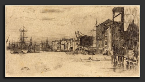James McNeill Whistler (American, 1834 - 1903), Free Trade Wharf, 1877, etching