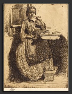 James McNeill Whistler (American, 1834 - 1903), Gretchen at Heidelberg, 1858, etching