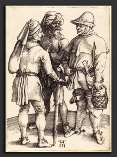 Albrecht DÃ¼rer (German, 1471 - 1528), Three Peasants in Conversation, c. 1497, engraving on laid