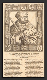 after Lucas Cranach the Younger, John Frederic the Magnanimous, in Electoral Robes, woodcut