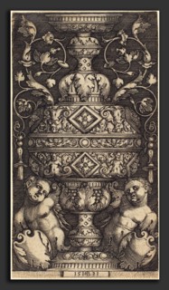 Sebald Beham (German, 1500 - 1550), Double Goblet, at Foot Two Genii, 1531, engraving