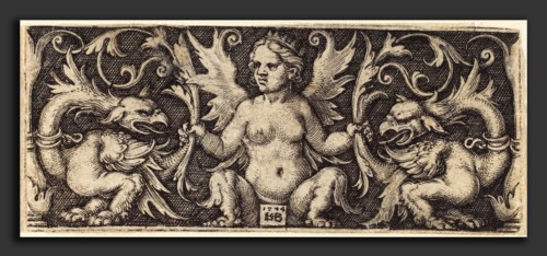 Sebald Beham (German, 1500 - 1550), Ornament with Female Demon, 1544, engraving