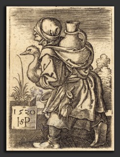 Sebald Beham (German, 1500 - 1550), Peasant Woman Going to Market, 1520, engraving
