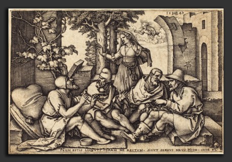 Sebald Beham (German, 1500 - 1550), Job Conversing with His Friends, 1547, engraving